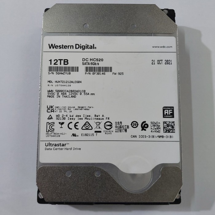 hdd hardisk 12tb WD Ultrastar internal 3.5inch sata original CCTV BUKAN HDD 10tb 8tb 6tb 4tb 3tb 2tb