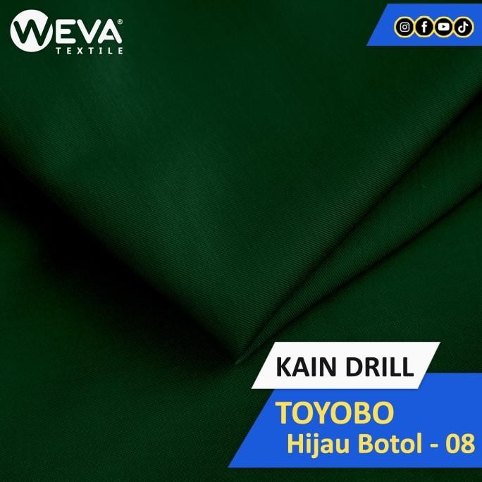 BERGARANSI Terlaris Bahan Kain Toyobo Hijau Botol 08 - Kain Kemeja - Kain Drill Murah