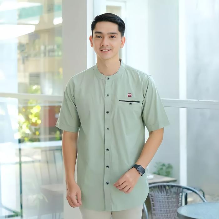 KOMPLIT Kemeja koko lengan pendek warna lilac polos bahan toyobo fodu baju koko trending 2024 Atasan