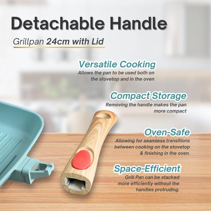 Pero Grill Pan 28cm with Lid Biogranite Nonstick / Wajan Grill Penggorengan Serbaguna Anti Lengket