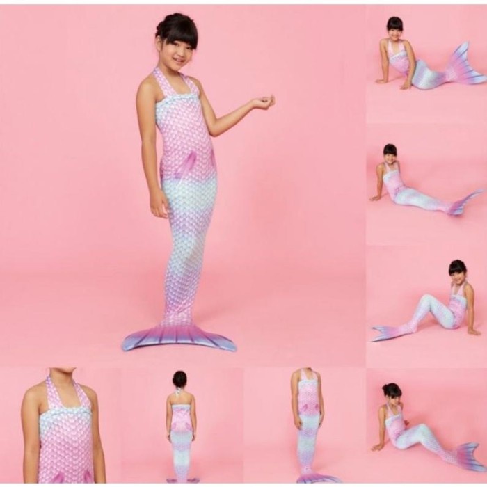 Cepat Mermaid Baju Duyung Pelangi Baju Renang Model Kostum Putri Duyung Anak