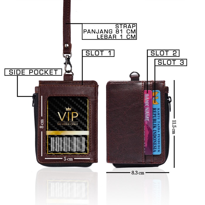 

ZIO - Name Tag Holder Resleting - Id Card Holder - Lanyard - Kulit PU Kode 1035