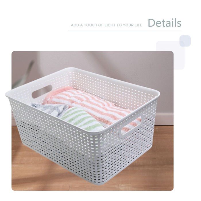 MINISO Kotak Penyimpanan Keranjang dengan Penutup Ember Multifungsi