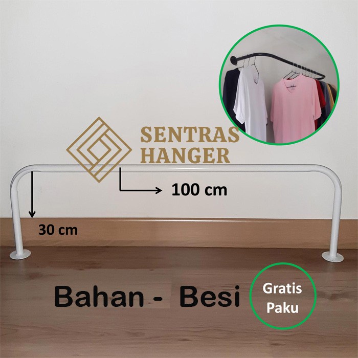 Gantungan Baju Besi, Gantungan Baju Display, 100 Cm