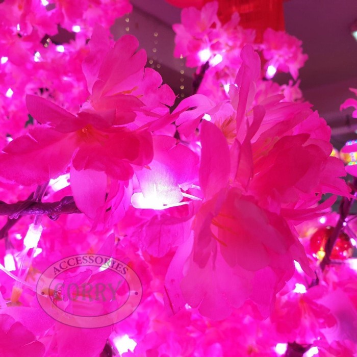 Terlaris Pohon Sakura Imlek Pink 2.5 Meter Lampu Led Batang Coklat