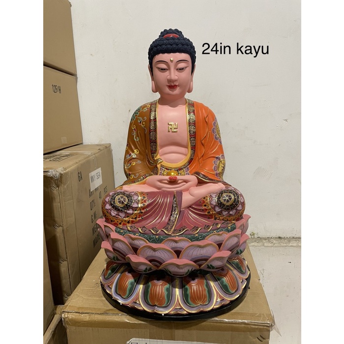 Patung Buddha Sakyamuni / Sidartha Gautama / Saciamuni Budha 24In Kayu