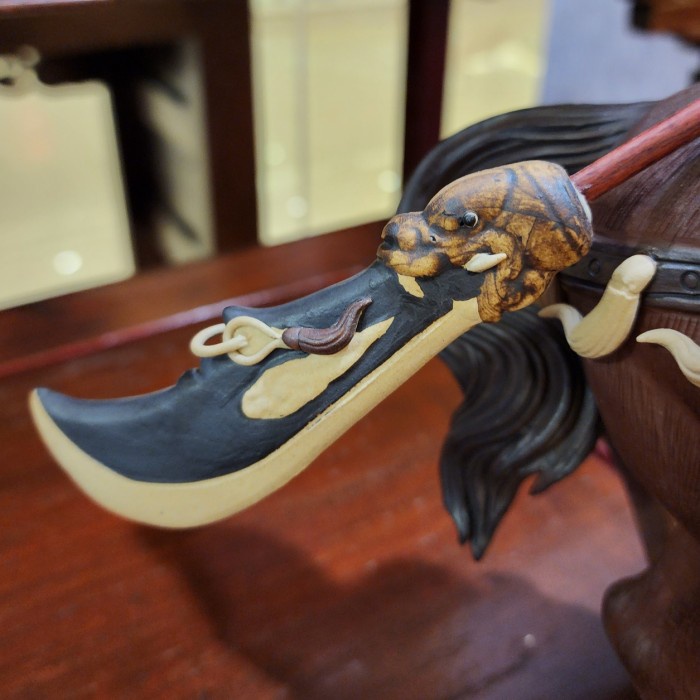 (35Cm) Patung Kerak Handmade Kwan Kong Naik Kuda R Kwan Ti