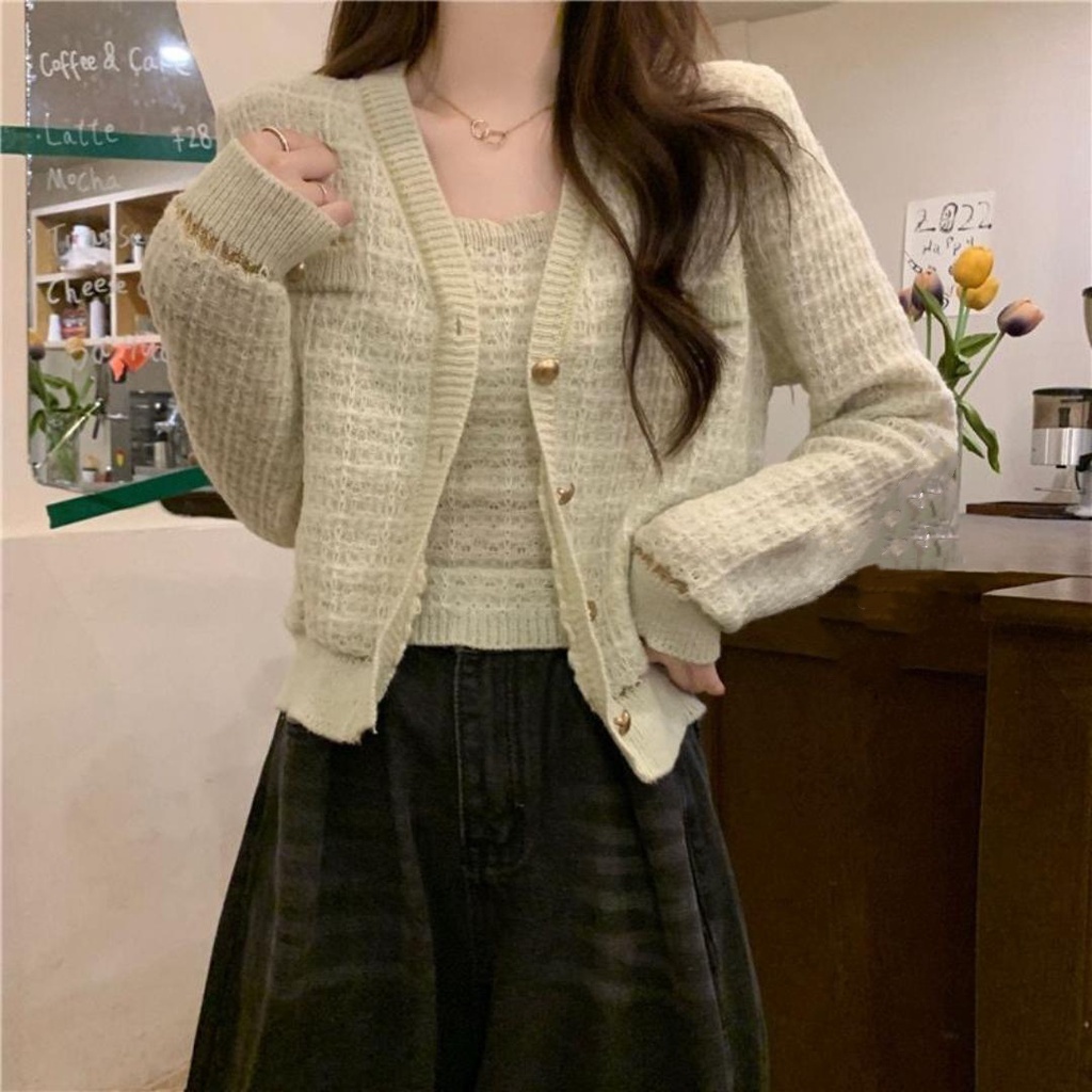 HOT PRODUCT Monica Cardigan Wanita Pastel One Set Korean Style Sweater Rajut Knitwear Outer