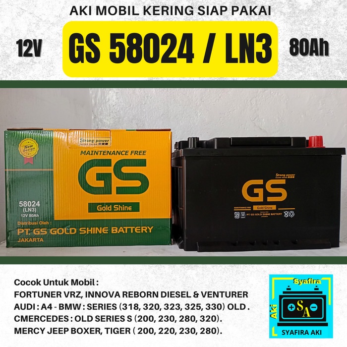 Aki Accu 580-24 Mf Kering 12V 80Ah Amper Gs Gold Shine
