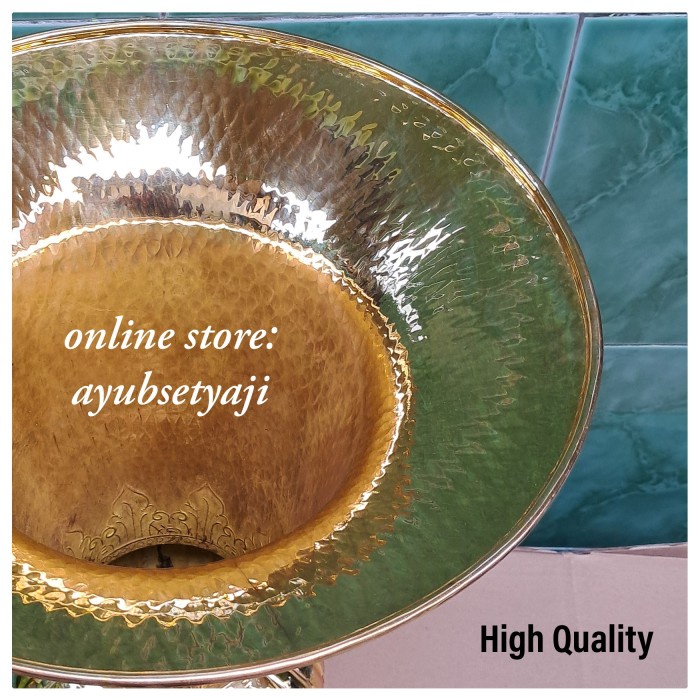 Vas Bunga Besar Kuningan Tempolong Kembar mayang Bejana SS Jumbo Dekorasi Pengantin Wadah Hiasan