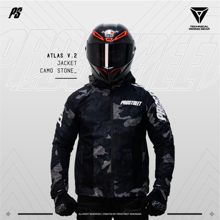 BEBAS ONGKIR - Jaket Motor Prostreet Atlas Camo Stone V2