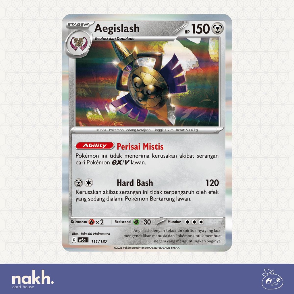 Kartu Pokemon TCG Indonesia Festival Terastal ex sv8a 111/187 Aegislash