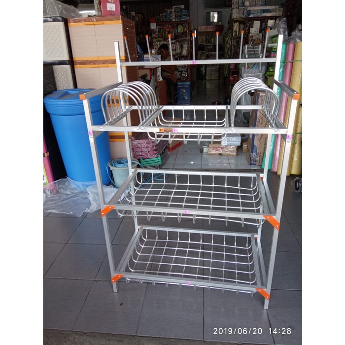 Rak Piring 3 susun alumunium tebal