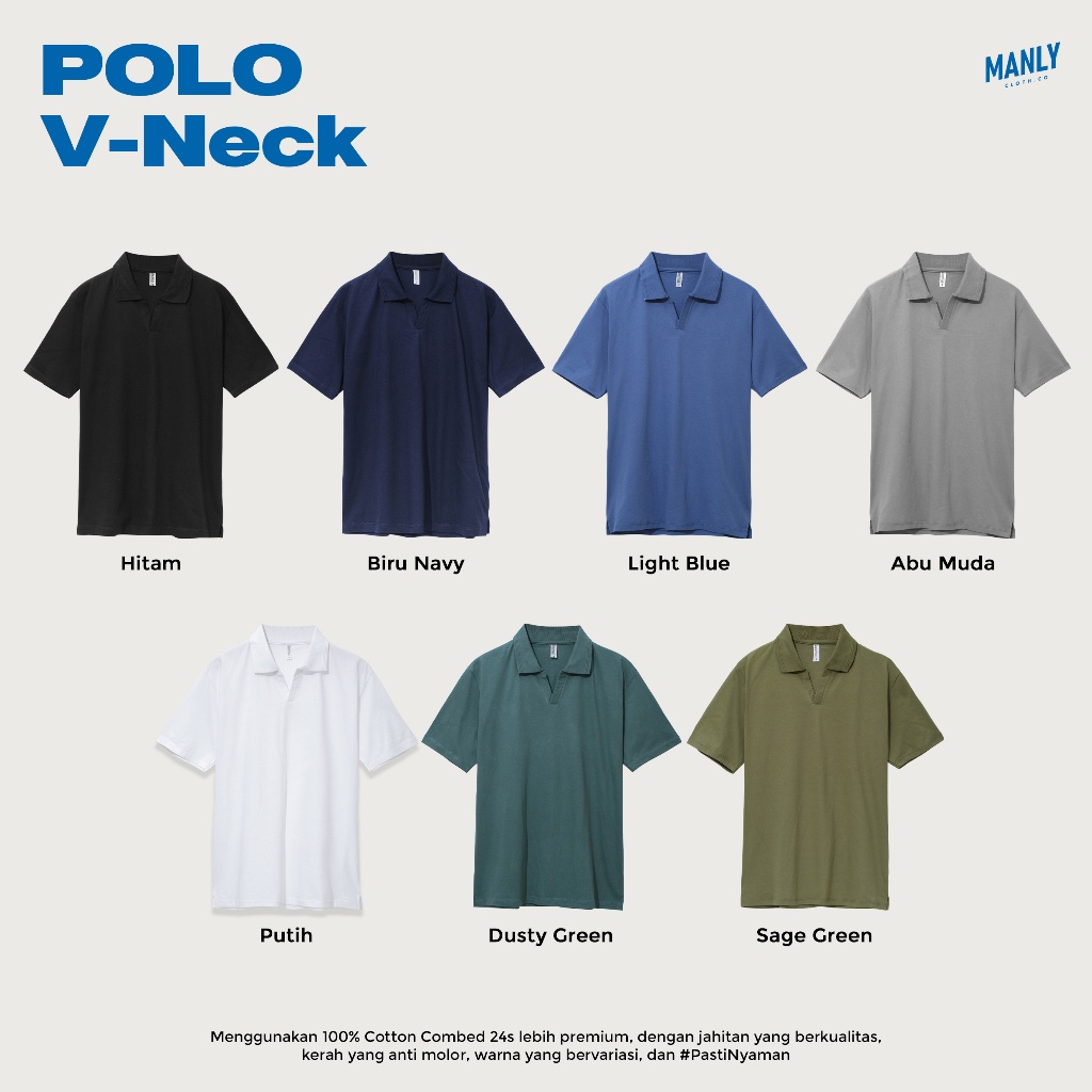 NEW DEALS Kaos Kerah Pria V-Neck Old Money Vibes