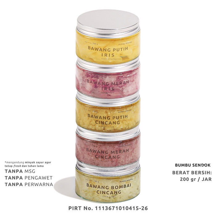 

BUMBU SENDOK Paket (5 Jar) Bawang Putih, Merah, Bombai 200g