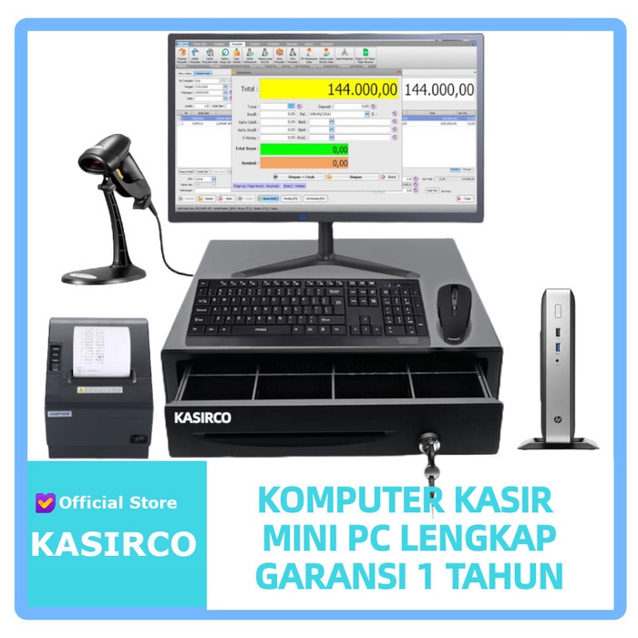 Mesin Kasir Komputer MiniPC Lengkap Siap Pakai