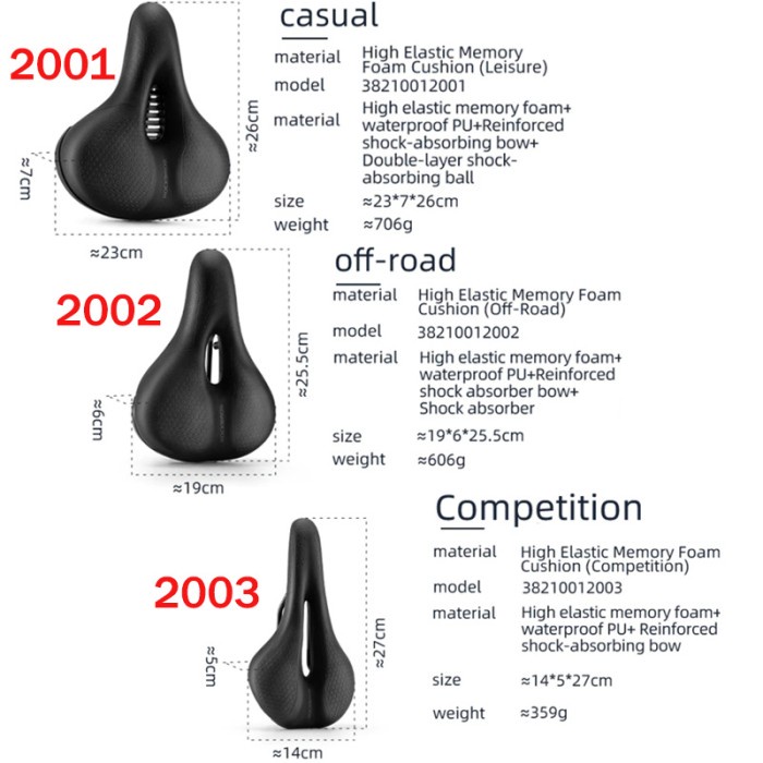 Rockbros Sadel Sepeda Empuk Memory Memori Foam Sepeda Lipat MTB