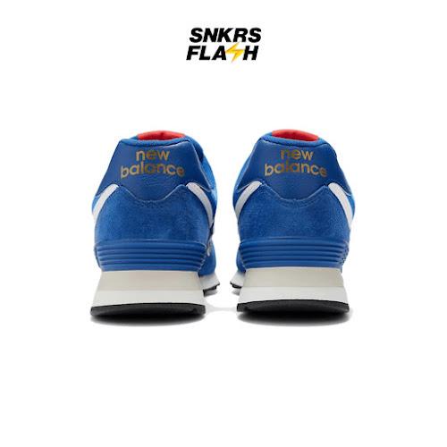 NEW BALANCE 574 Royal Blue Gold Sepatu Sneakers Unisex - U574HBG - Size 44