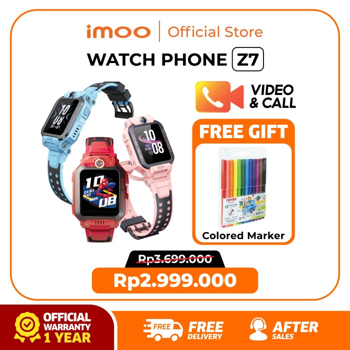 PROMO imoo Watch Phone Z7 BIRU MUDA Front & Rear Dual Camera With Flip-Structure Long Standby 7 Day