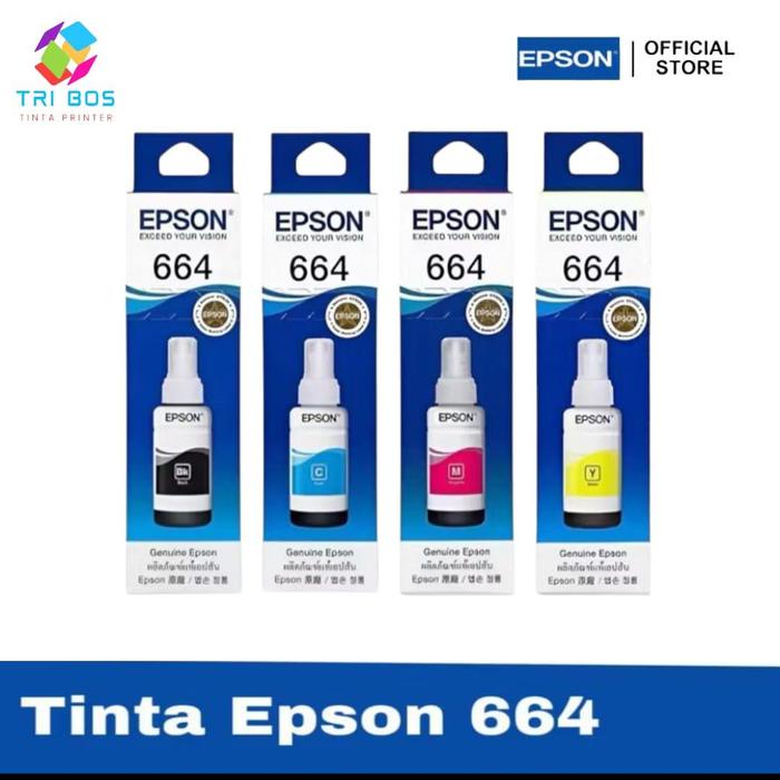

1 SET 4 PCS Tinta Epson 664 For Printer L100 L120 L210 L310 L360 Original Black Yellow Cyan Magenta