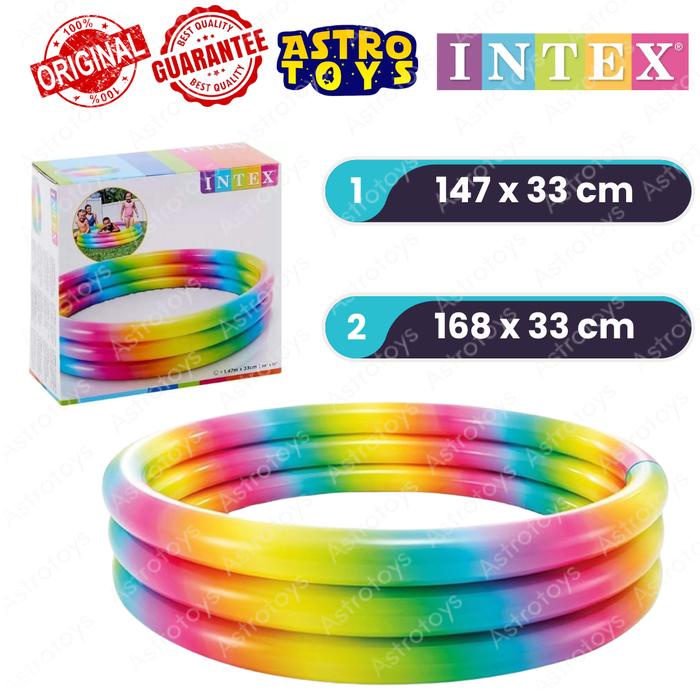Intex Kolam Renang Karet Anak Ombre Rainbow Pool Bulat Besar - Mainan Anak Bak Mandi Bola