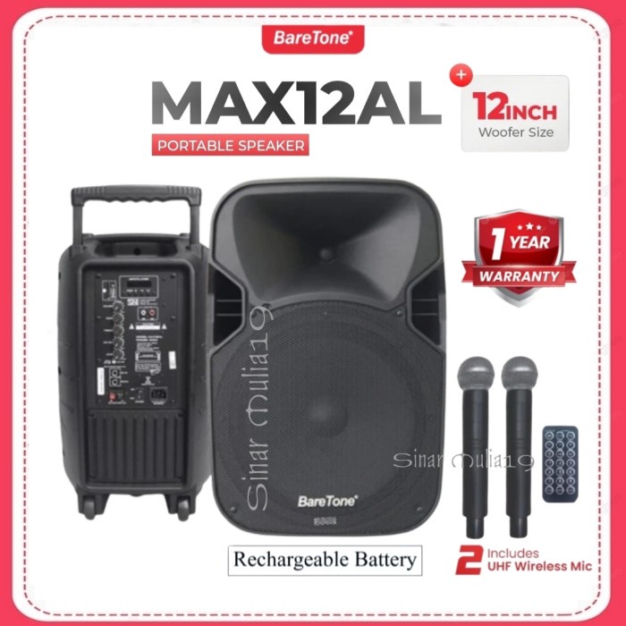 SPEAKER AKTIF PORTABLE BARETONE 12 INCH MAX12AL BLUETOOTH WIRELESS