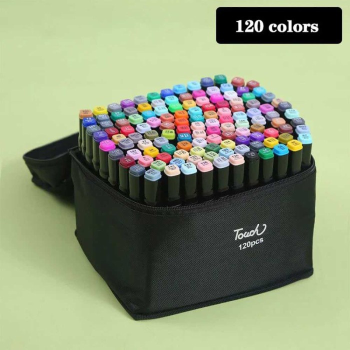 

Touch Spidol Dual Side Fine Art Brush Art Marker Set 120 Warna - CY-00