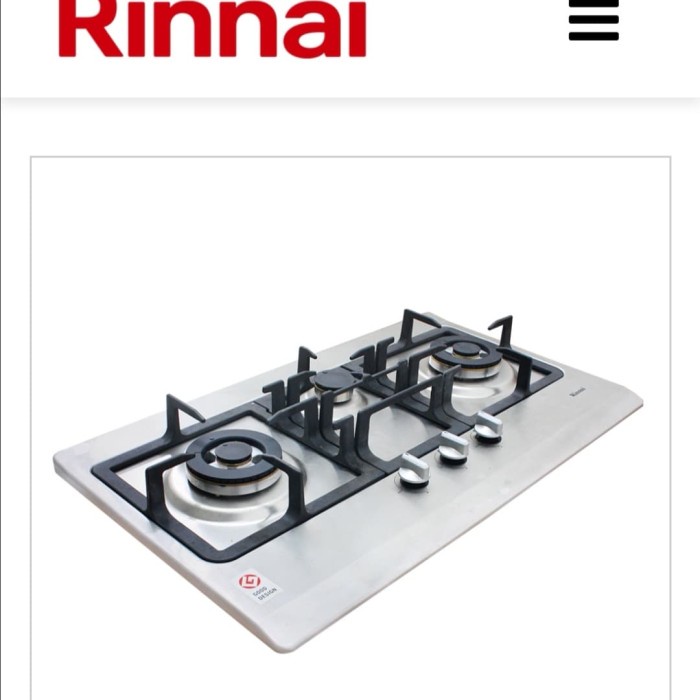 Herzliya Kompor Tanam Stainless Rinnai 3 Tungku Rb 7503D Sssm