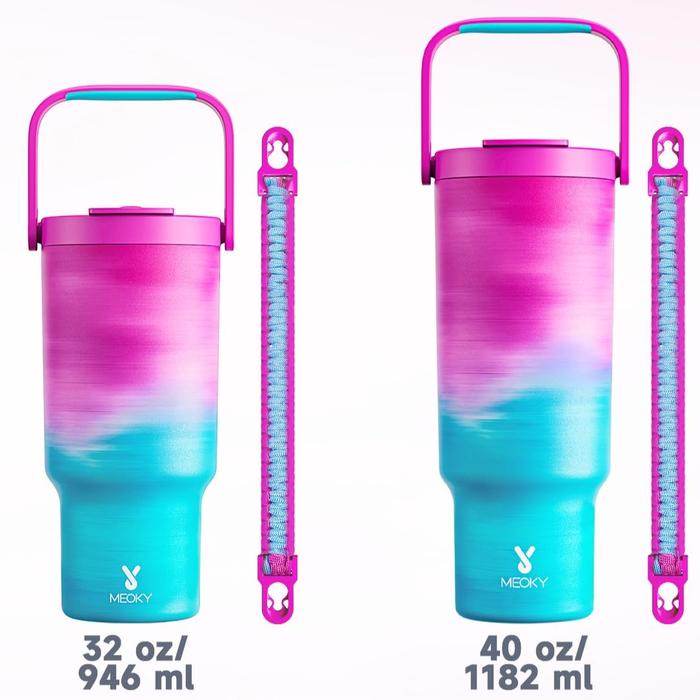 MEOKY TUMBLER DENGAN GENGGAMAN 32 OZ (900 ML)/40 OZ (1100 ML), TUMBLER DENGAN TUTUP DAN SEDOTAN,