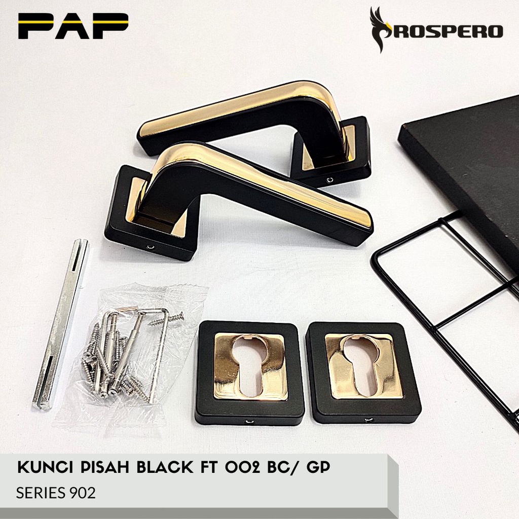 Laris Manis Rossette Kunci Pisah Gagang Pintu Hitam Gold / Tarikan Kunci Pintu Mewah Premium Door
