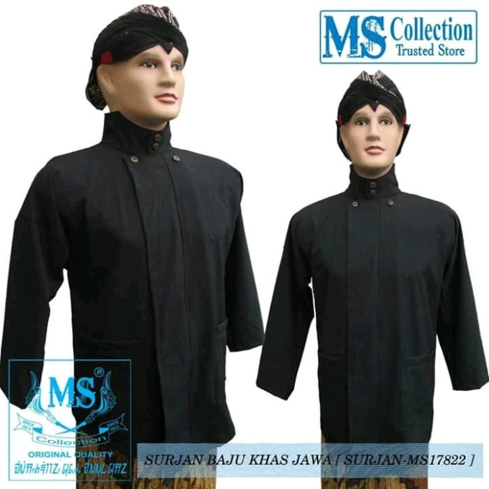 BAJU SURJAN JAWA HITAM PUTIH POLOS