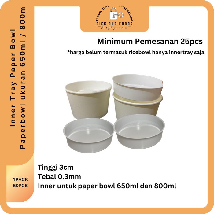 TERLARIS Inner Tray Polos Paper Bowl / Inner Tray Rice Bowl 650ml / 800ml min25