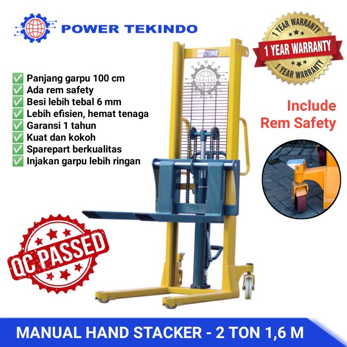 AMW Manual Hand Stacker 2 Ton 1,6 Meter Hand Forklift