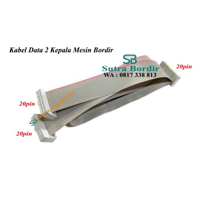 kabel data 20pin mesin bordir komputer 2 kepala kabel data abu abu socket 20pin mesin bordir 2