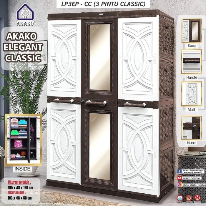 Lemari Plastik Akako 3 Pintu Classic
