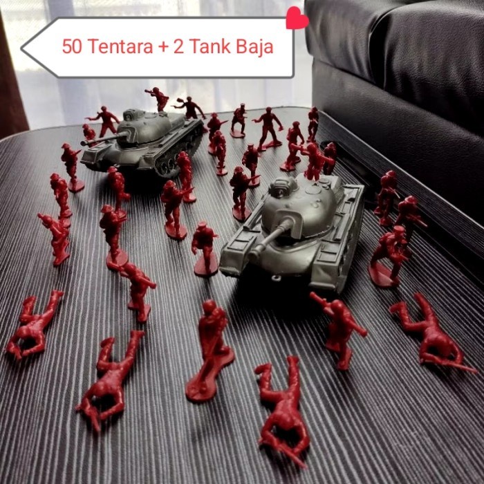 DISKON mainan tentara plastik + tank baja figure army men military mainan perang perangan