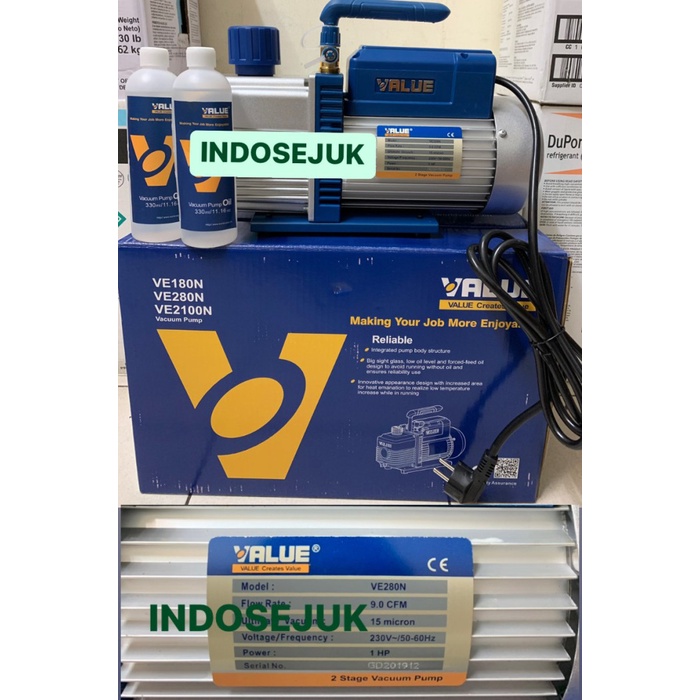 Terlaris Vacuum Pump Value Ve280 1Hp Vacuum Pump Ac Value Ve280N 1Hp 9Cfm