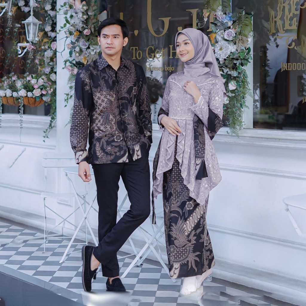 (Termurah) Batik Couple Termurah Atasan Kebaya Couple Juwita Lamaran Dan Tunangan Kekinian Kebaya