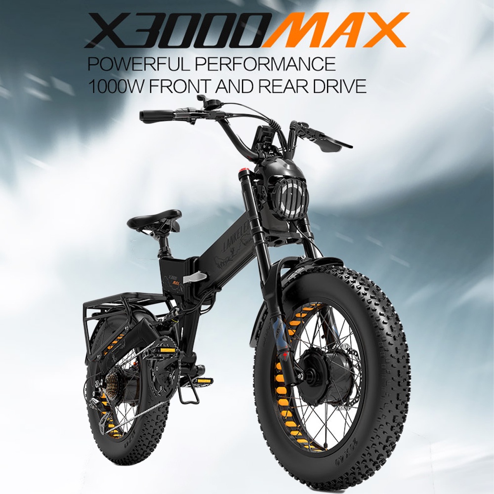 Lankeleisi Sepeda Listrik Lipat Fat Bike 20 Inch Dual Motor 48V 20Ah - X3000 MAX
