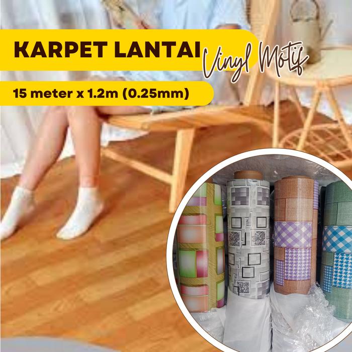 PREMIUM Obral Murah Karpet Lantai plastik Vinyl Tebal 1 Roll 15 Meter karpet lantai dan untuk perlak