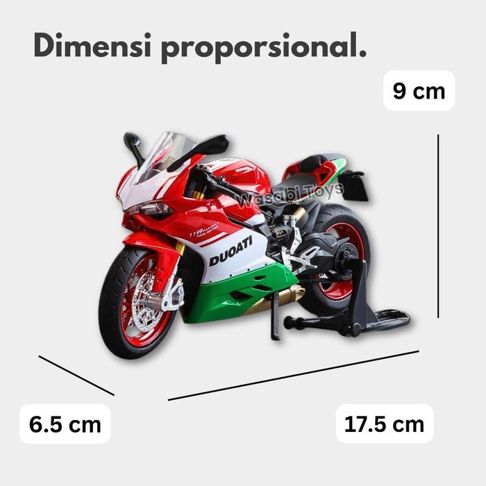TERLARIS Miniatur Diecast 1:12 Ducati 1199 Panigale S Tricolore Panigale R (Paddock, Rantai Gerak,