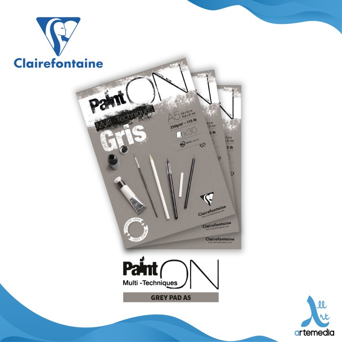 

Buku Sketsa Clairefontaine Paint On A5 Grey Paper Multi Technique Pad