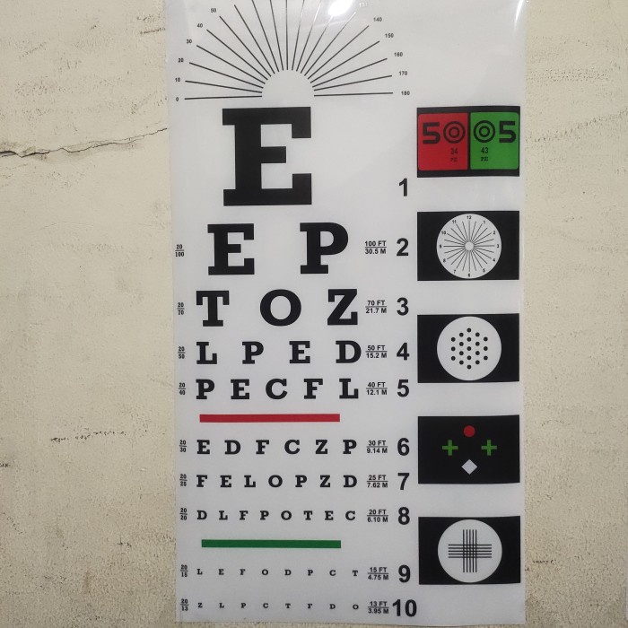 

Snellen chart 6.6 huruf/red green test/kertas film