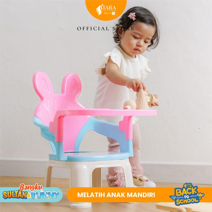 TERLARIS Kiara -Set Meja Kursi Anak Bunny Bangku Belajar PlastikSandaran Set Furniture
