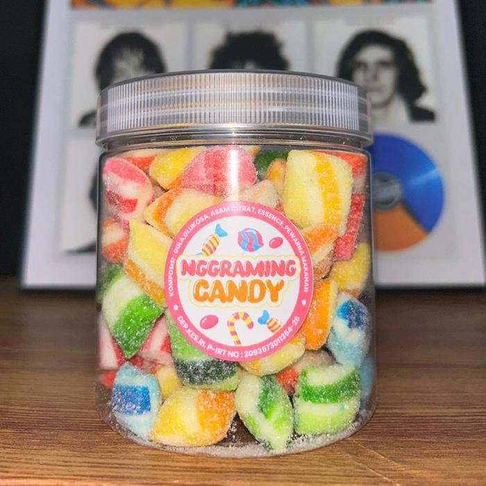 

terbaru !!! paket 4 toples permen viral sticky,fruty,pillow,marbel candy snack makanan ready