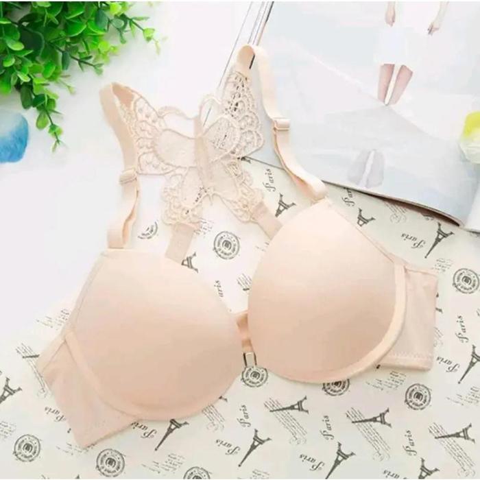 Set Bh Fashion Wanita Model Kait Depan Motif Kupu-Kupu Kawat Busa Tebal Art285 Terlaris