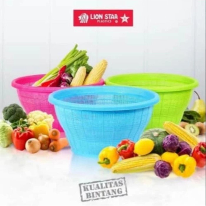 BAKUL KERANJANG SAYUR NASI PLASTIK BULAT MERK LION STAR BW-7 Kode 719