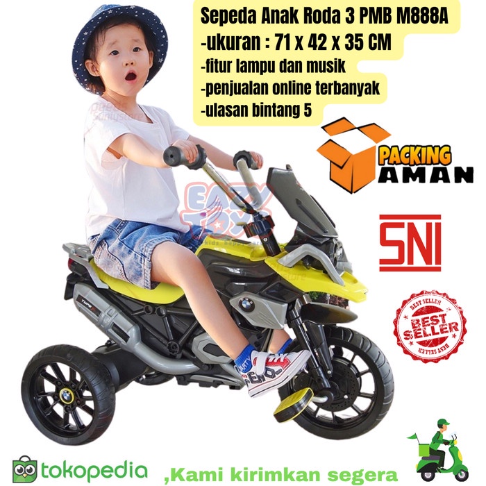 Sepeda Anak Roda 3 Tricycle M888A Dan Motor Aki Anak Pmb Type R M888