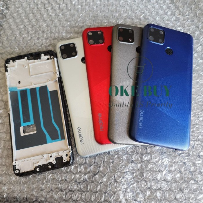 Backdoor Casing Housing Realme C12 RMX2189 Bekdor Kesing Tutup Belakang + Frame Lcd Tombol Volume
