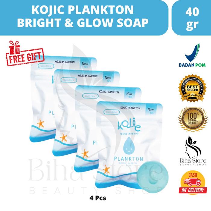 PAKET [4 PCS] KOJIC PLANKTON BRIGHT AND GLOW SOAP Mencerahkan Kulit Acid Hitam